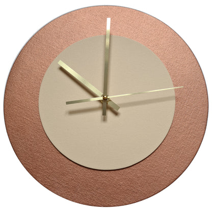 Pop Art Wanduhr Bronze  Cremefarben mit goldenen Zeigern 30 cm rund