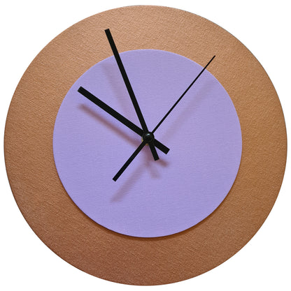 Pop Art Wanduhr Bronze  Fliederfarben mit schwarzen Zeigern 30 cm rund
