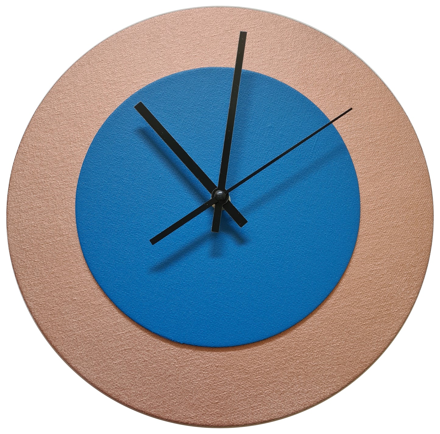 Pop Art Wanduhr Bronze  Mittelblau mit schwarzen Zeigern 30 cm rund
