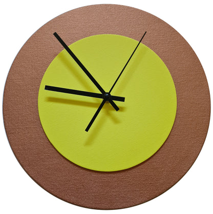 Pop Art Wanduhr Bronze  Hellgelb mit schwarzen Zeigern 30 cm rund