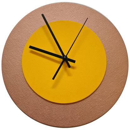 Pop Art Wanduhr Bronze  Sonnengelb mit schwarzen Zeigern 30 cm rund