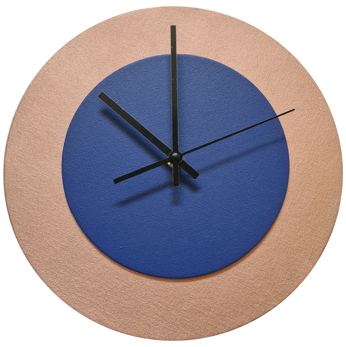 Pop Art Wanduhr Bronze  Dunkelblau mit schwarzen Zeigern 30 cm rund