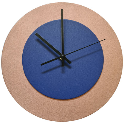 Pop Art Wanduhr Bronze  Dunkelblau mit schwarzen Zeigern 30 cm rund