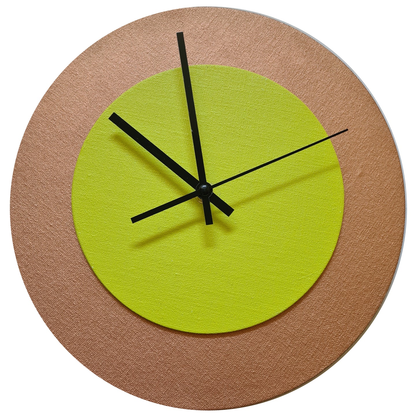 Pop Art Wanduhr Bronze  Farngrün mit schwarzen Zeigern 30 cm rund