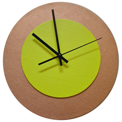 Pop Art Wanduhr Bronze  Farngrün mit schwarzen Zeigern 30 cm rund