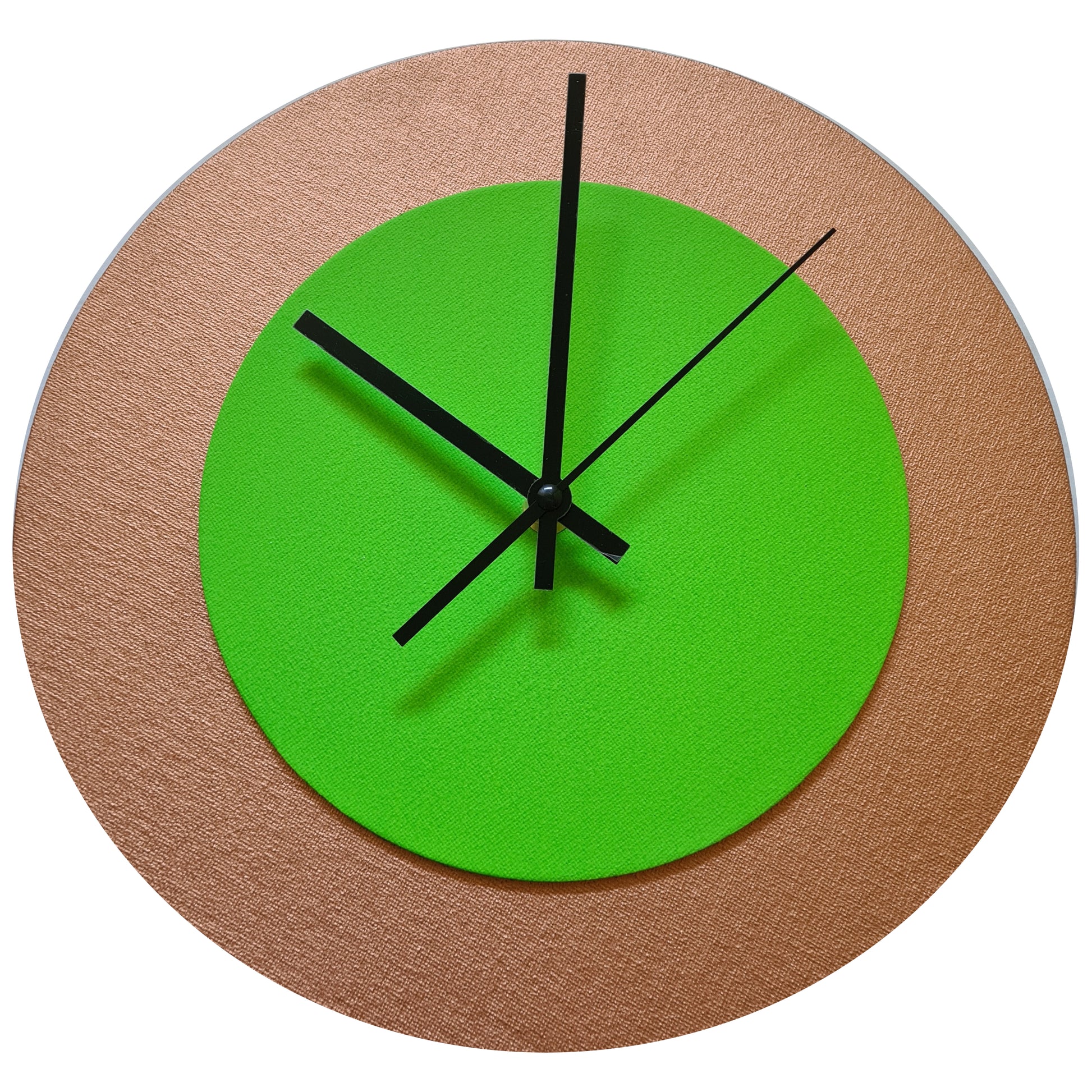 Pop Art Wanduhr Bronze  Hellgrün mit schwarzen Zeigern 30 cm rund