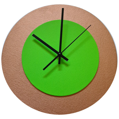Pop Art Wanduhr Bronze  Hellgrün mit schwarzen Zeigern 30 cm rund