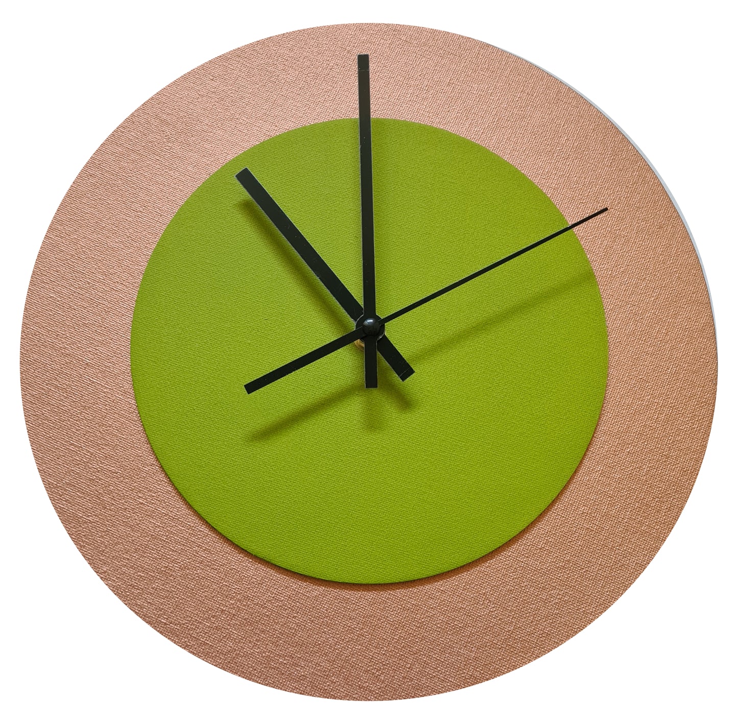 Pop Art Wanduhr Bronze  Olivgrün mit schwarzen Zeigern 30 cm rund