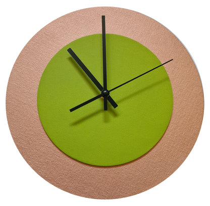 Pop Art Wanduhr Bronze  Olivgrün mit schwarzen Zeigern 30 cm rund