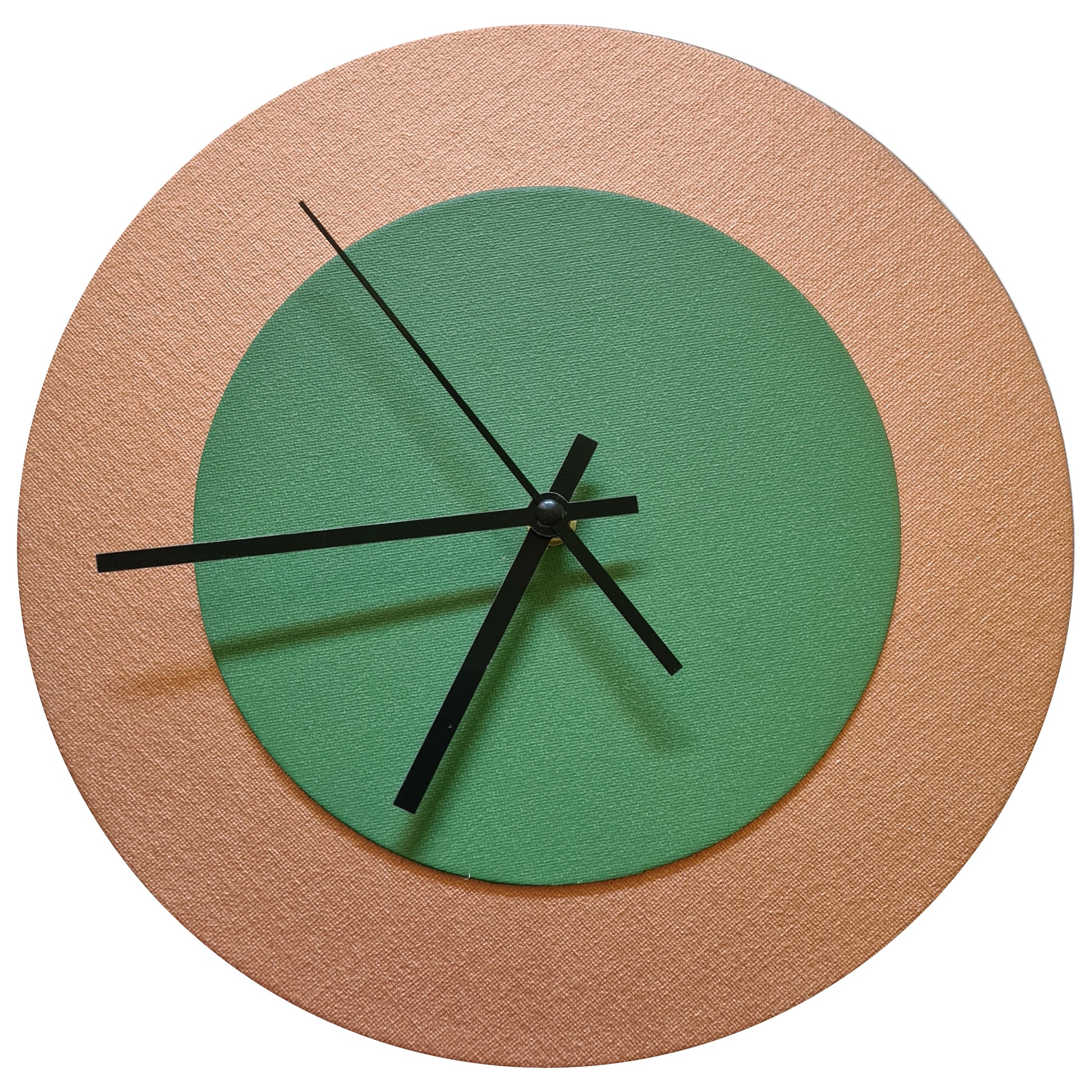 Pop Art Wanduhr Bronze  Laubgrün mit schwarzen Zeigern 30 cm rund