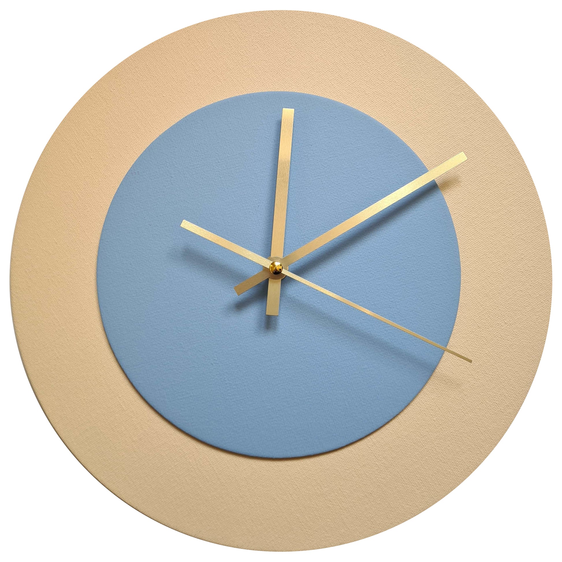 Pop Art Wanduhr Creme Hellblau mit goldenen Zeigern 30 cm rund