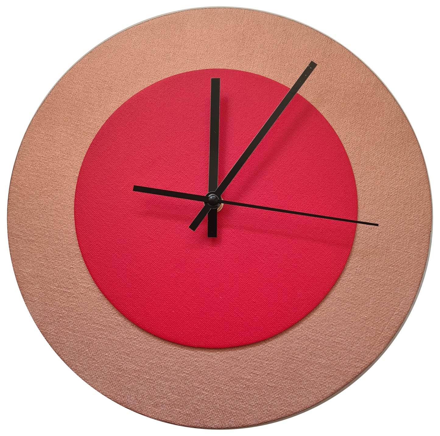 Pop Art Wanduhr Bronze  Hellrot mit schwarzen Zeigern 30 cm rund