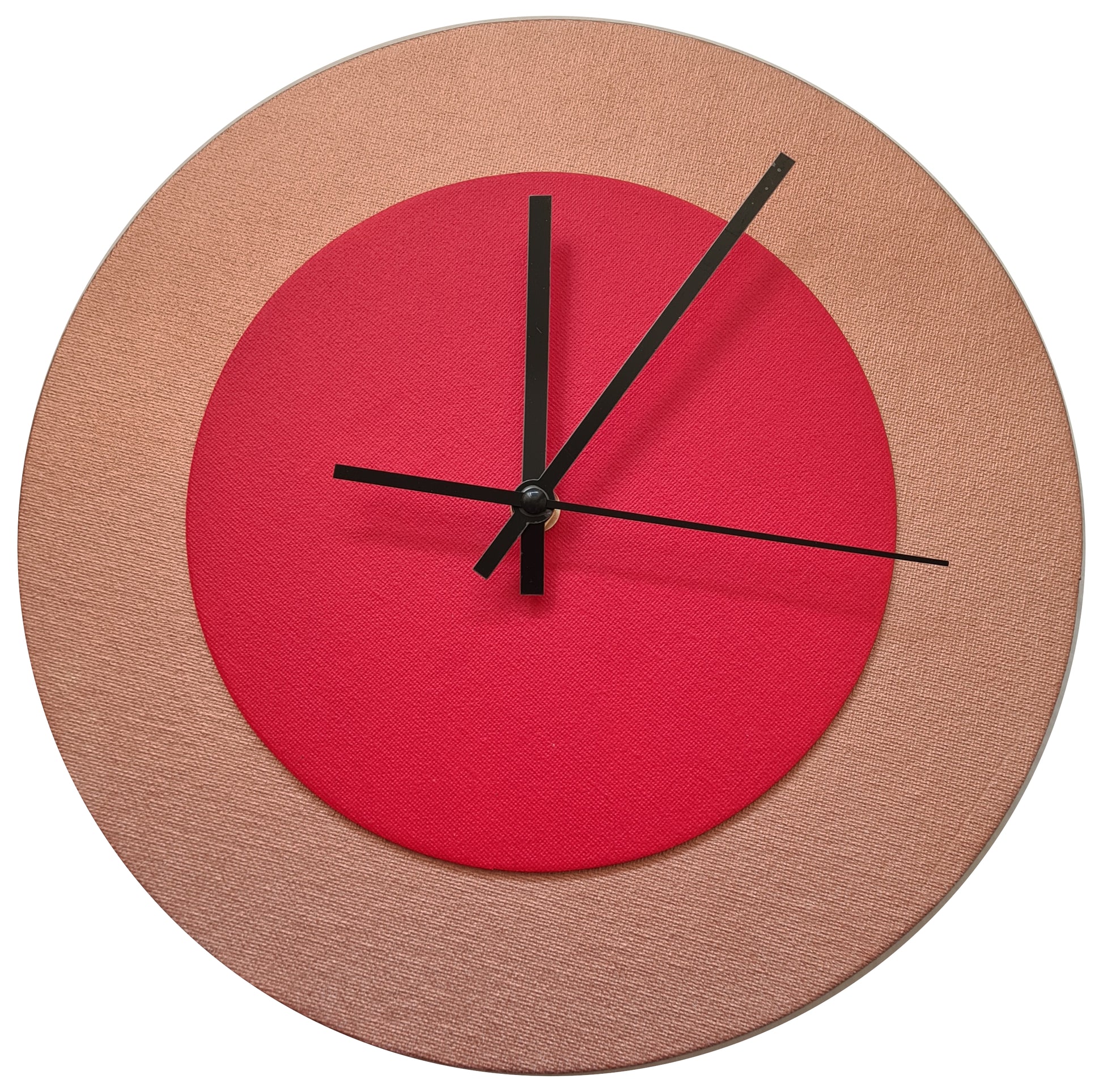 Pop Art Wanduhr Bronze  Hellrot mit schwarzen Zeigern 30 cm rund