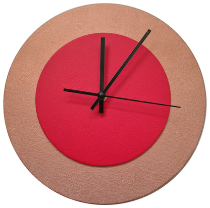 Pop Art Wanduhr Bronze  Hellrot mit schwarzen Zeigern 30 cm rund