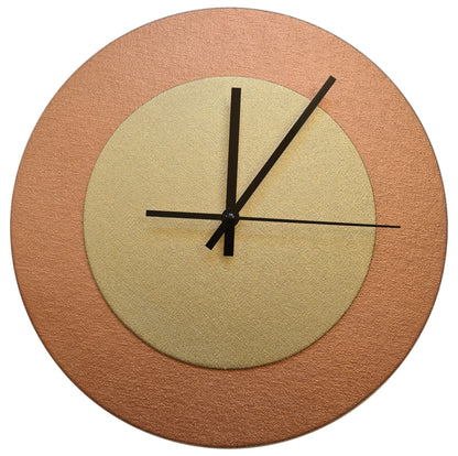 Pop Art Wanduhr Bronze Goldfarben  mit schwarzen Zeigern 30 cm rund