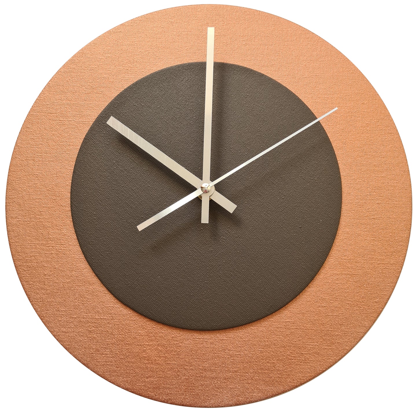 Pop Art Wanduhr Bronze  Dunkelbraun mit silbernen Zeigern 30 cm rund