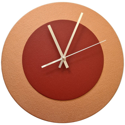 Pop Art Wanduhr Bronze  Dunkelrot mit  silbernen Zeigern 30 cm rund