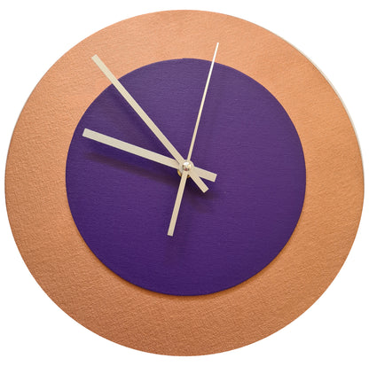 Pop Art Wanduhr Bronze  Lilafarben mit silbernen Zeigern 30 cm rund