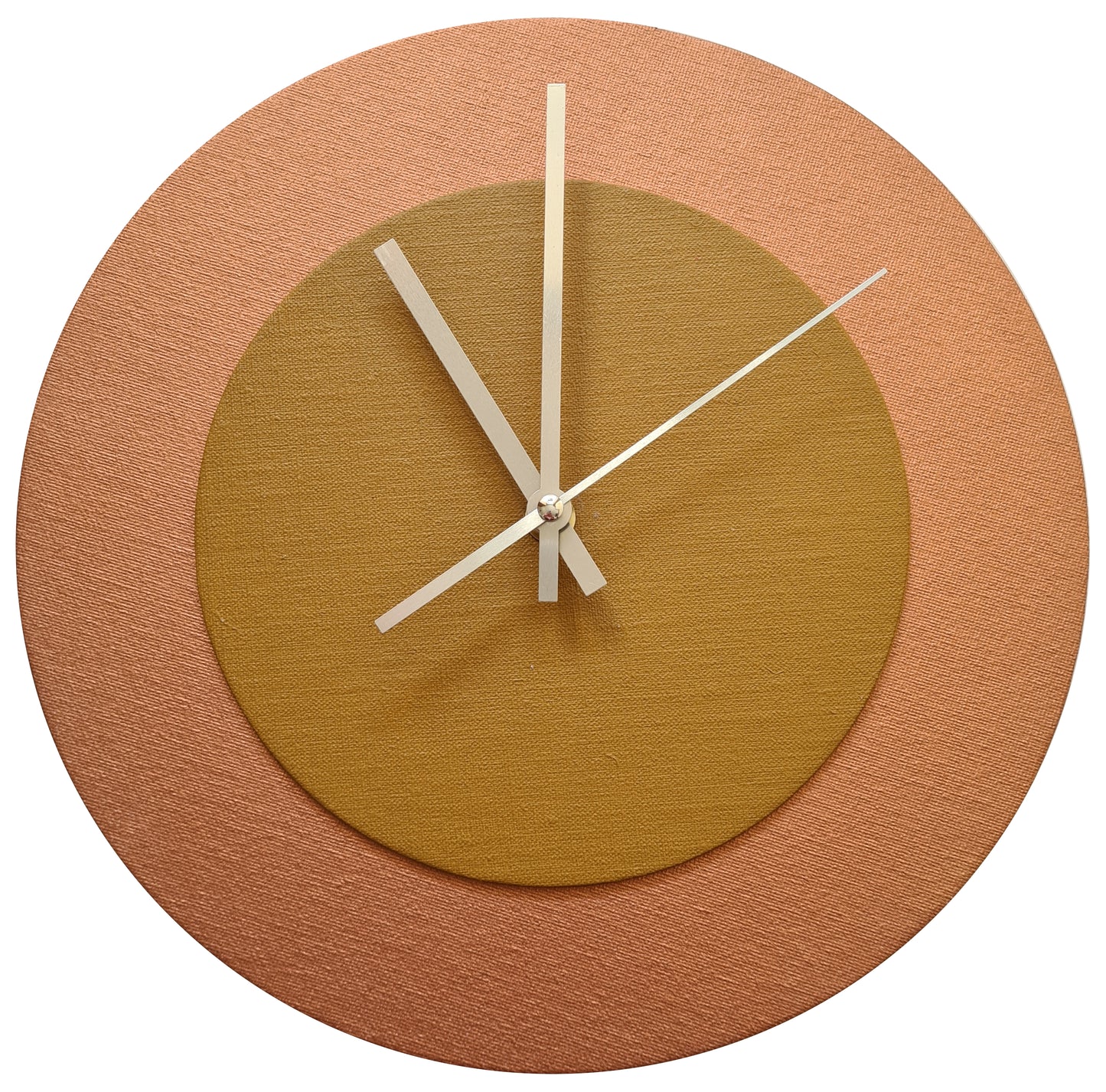 Pop Art Wanduhr Bronze  Hellbraun mit silbernen Zeigern 30 cm rund