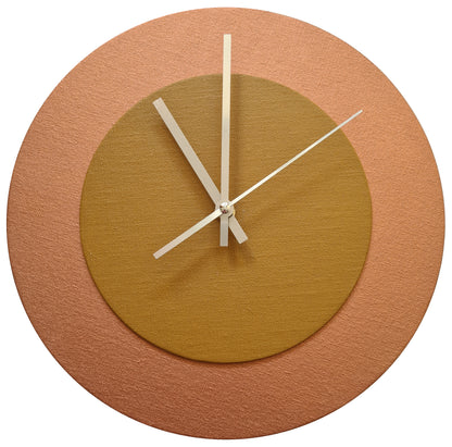 Pop Art Wanduhr Bronze  Hellbraun mit silbernen Zeigern 30 cm rund