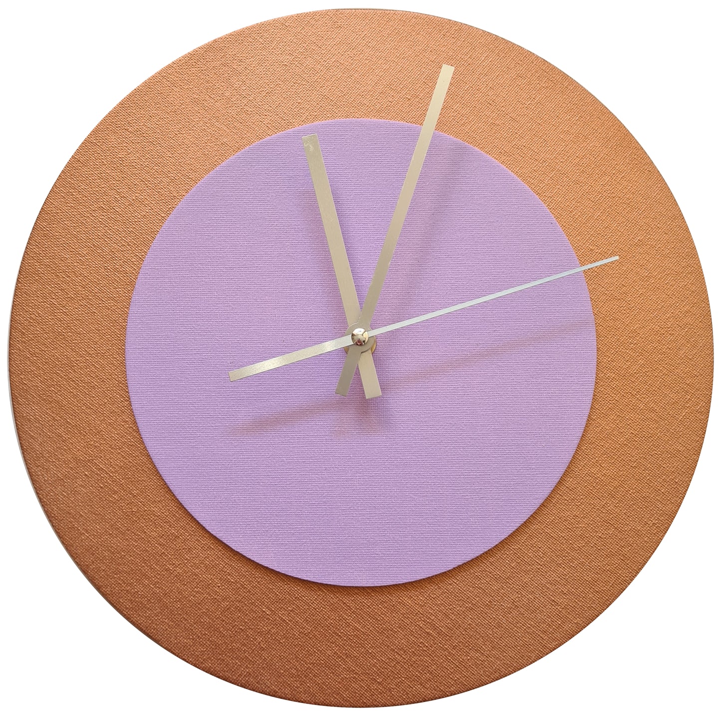 Pop Art Wanduhr Bronze  Rosafarben mit silbernen Zeigern 30 cm rund
