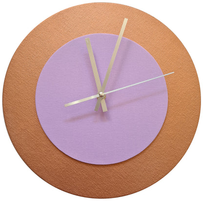 Pop Art Wanduhr Bronze  Rosafarben mit silbernen Zeigern 30 cm rund