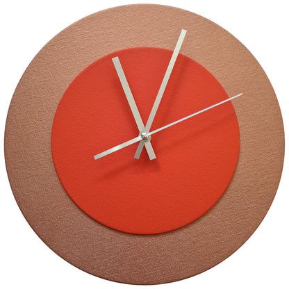 Pop Art Wanduhr Bronze  Orangefarben mit silbernen Zeigern 30 cm rund