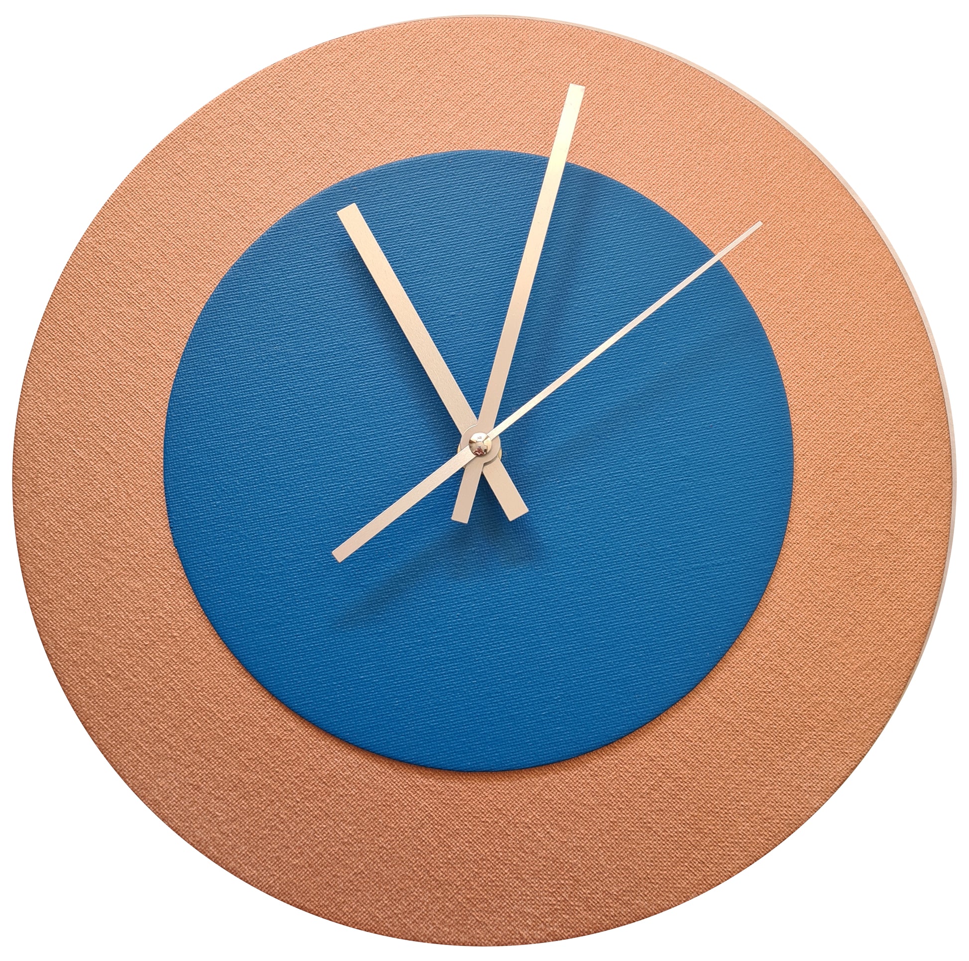 Pop Art Wanduhr Bronze  Mittelblau mit silbernen Zeigern 30 cm rund