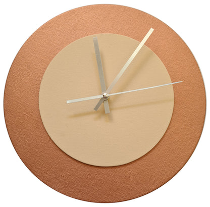 Pop Art Wanduhr Bronze  Cremefarben mit silbernen Zeigern 30 cm rund