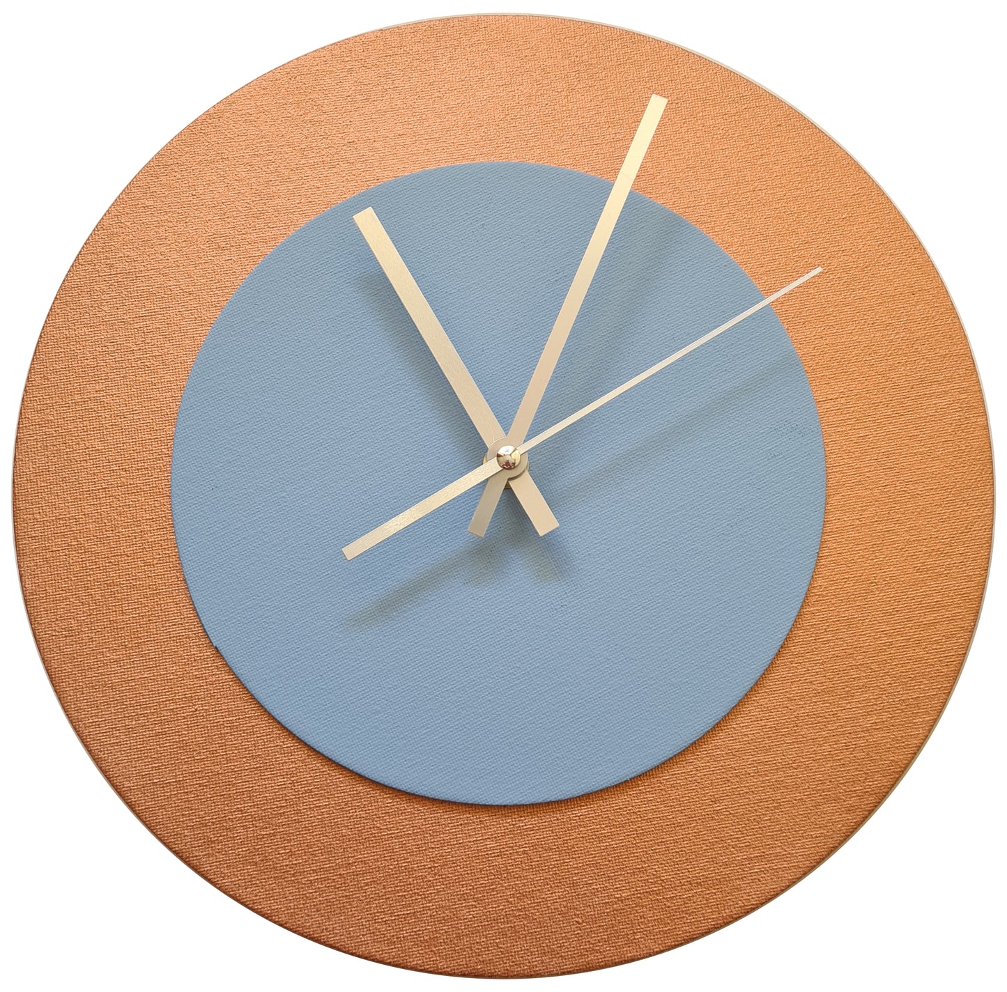 Pop Art Wanduhr Bronze Hellblau  mit silbernen Zeigern 30 cm rund