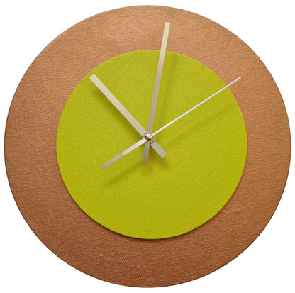 Pop Art Wanduhr Bronze  Farngrün mit silbernen Zeigern 30 cm rund