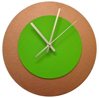 Pop Art Wanduhr Bronze  Hellgrün mit silbernen Zeigern 30 cm rund