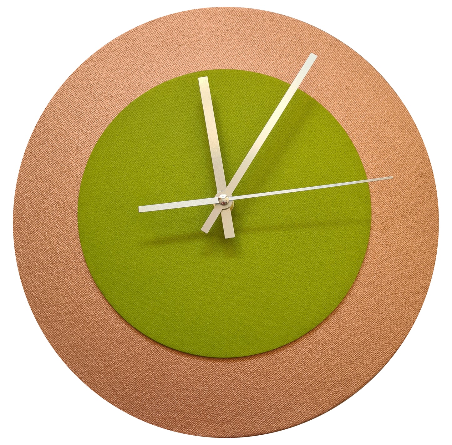 Pop Art Wanduhr Bronze  Olivgrün mit silbernen Zeigern 30 cm rund