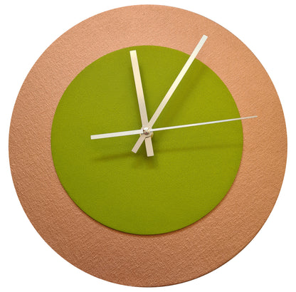 Pop Art Wanduhr Bronze  Olivgrün mit silbernen Zeigern 30 cm rund
