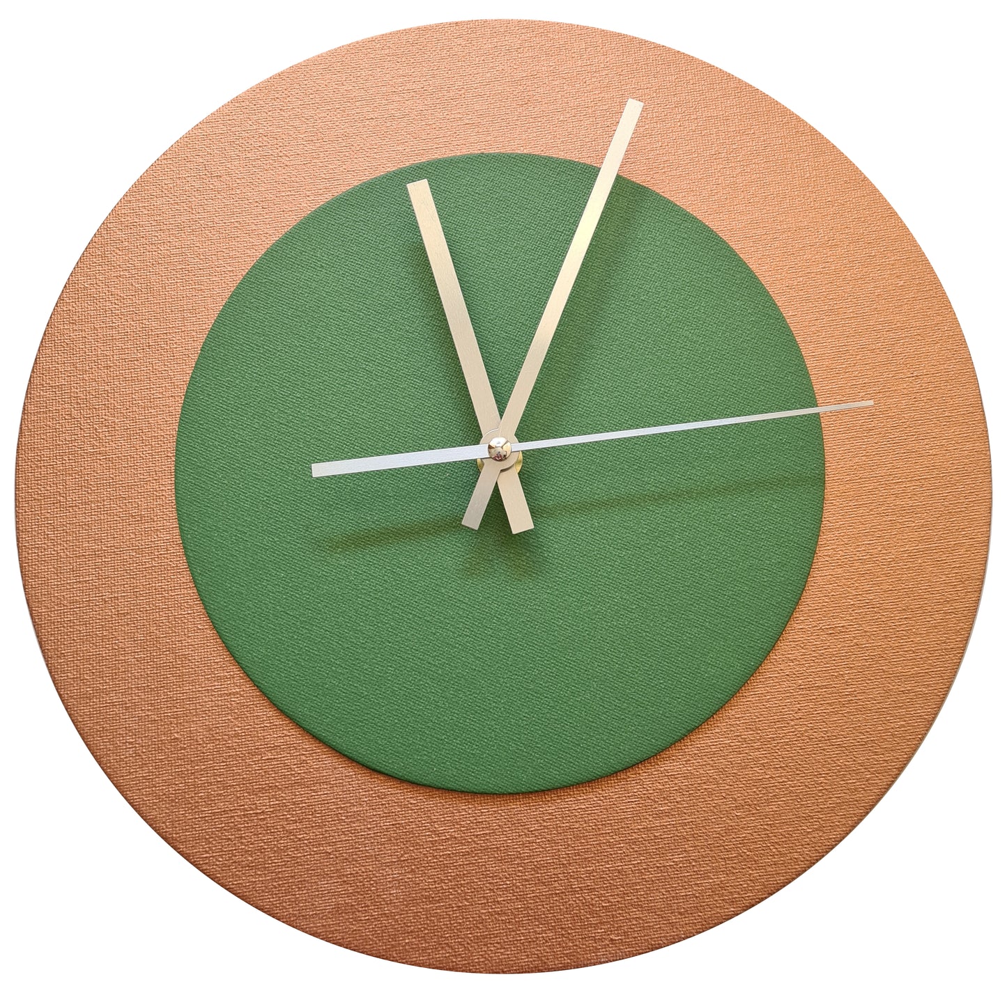 Pop Art Wanduhr Bronze  Laubgrün mit silbernen Zeigern 30 cm rund