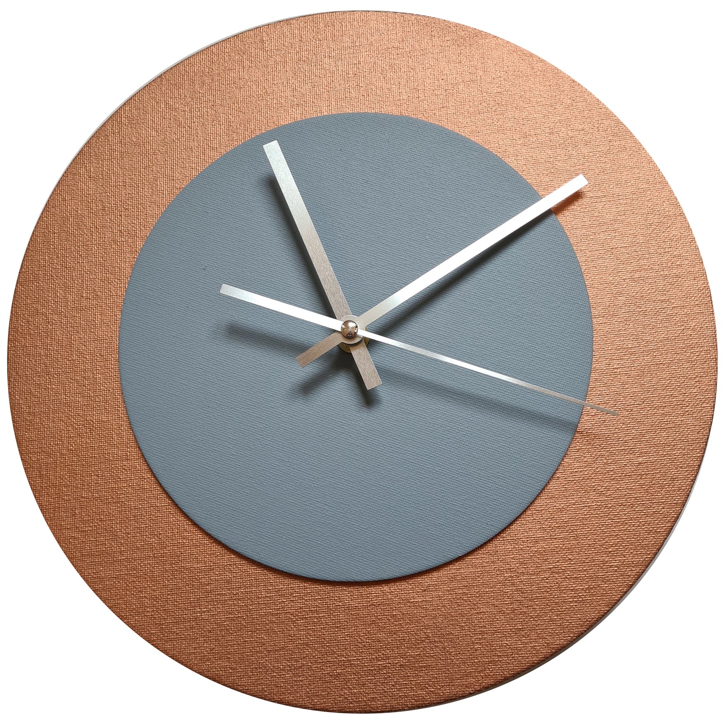 Pop Art Wanduhr Bronze  Grau mit silbernen Zeigern 30 cm rund