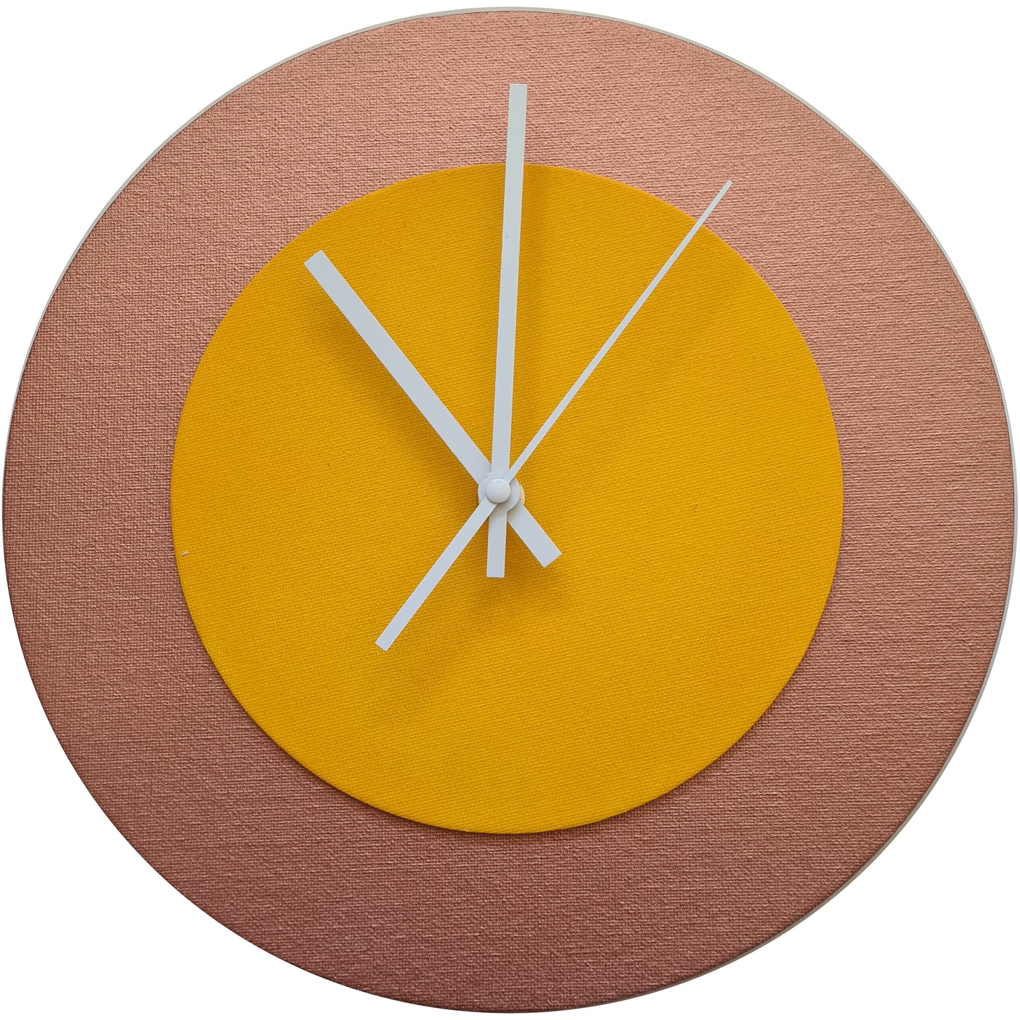 Pop Art Wanduhr Bronze  Sonnengelb mit weißen Zeigern 30 cm rund