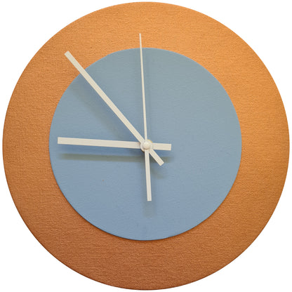Pop Art Wanduhr Bronze Hellblau  mit weißen Zeigern 30 cm rund
