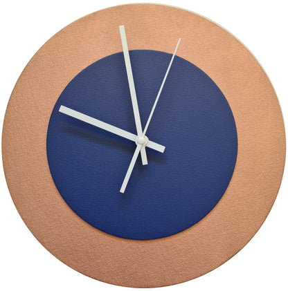 Pop Art Wanduhr Bronze  Dunkelblau mit weißen Zeigern 30 cm rund