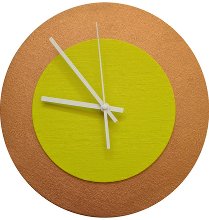 Pop Art Wanduhr Bronze  Farngrün mit weißen Zeigern 30 cm rund