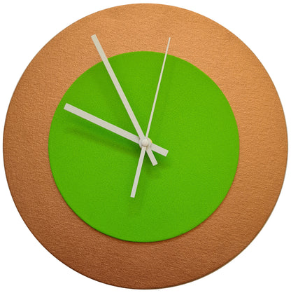 Pop Art Wanduhr Bronze  Hellgrün mit weißen Zeigern 30 cm rund