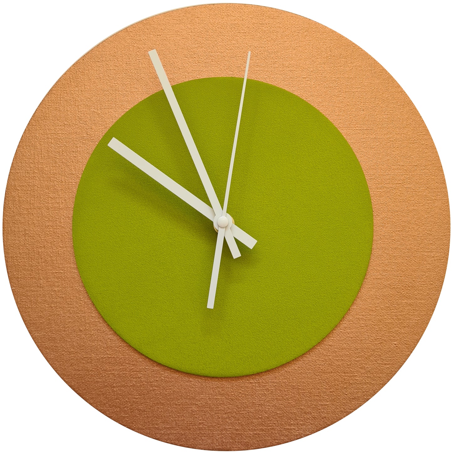 Pop Art Wanduhr Bronze  Olivgrün mit weißen Zeigern 30 cm rund
