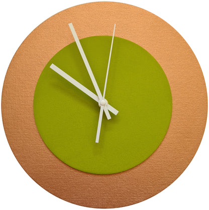 Pop Art Wanduhr Bronze  Olivgrün mit weißen Zeigern 30 cm rund