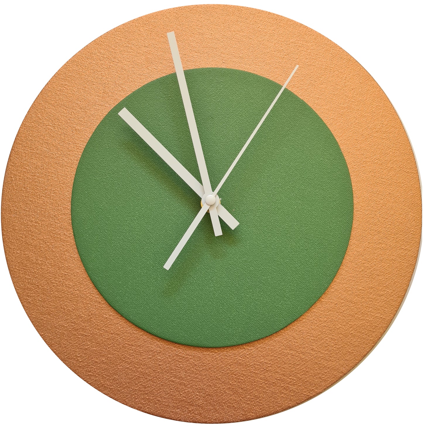 Pop Art Wanduhr Bronze  Laubgrün mit weißen Zeigern 30 cm rund