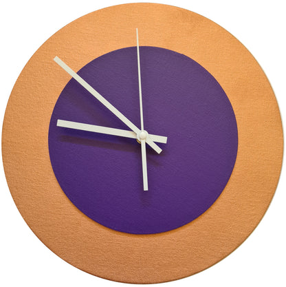 Pop Art Wanduhr Bronze  Lilafarben mit weißen Zeigern 30 cm rund