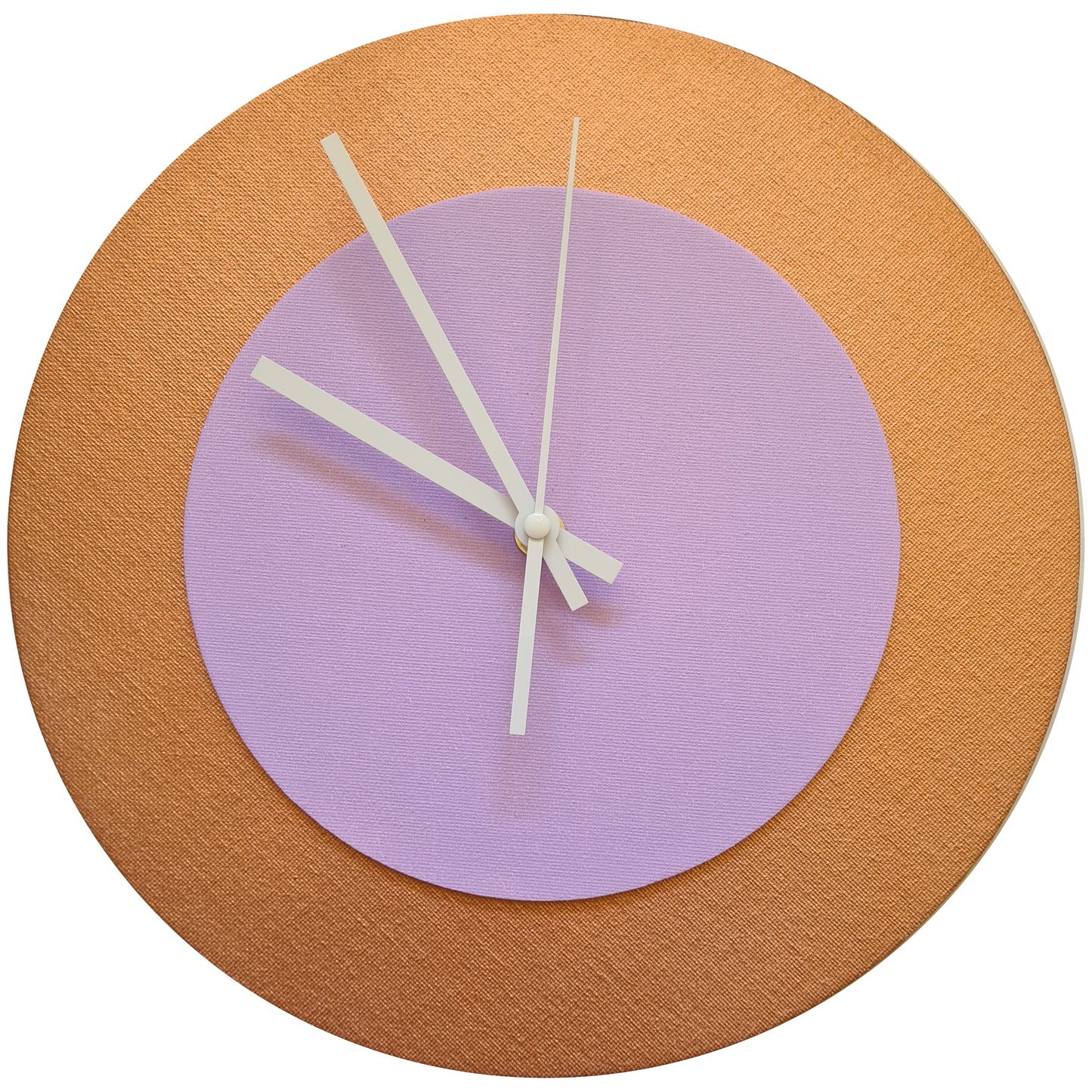 Pop Art Wanduhr Bronze  Rosafarben mit weißen Zeigern 30 cm rund
