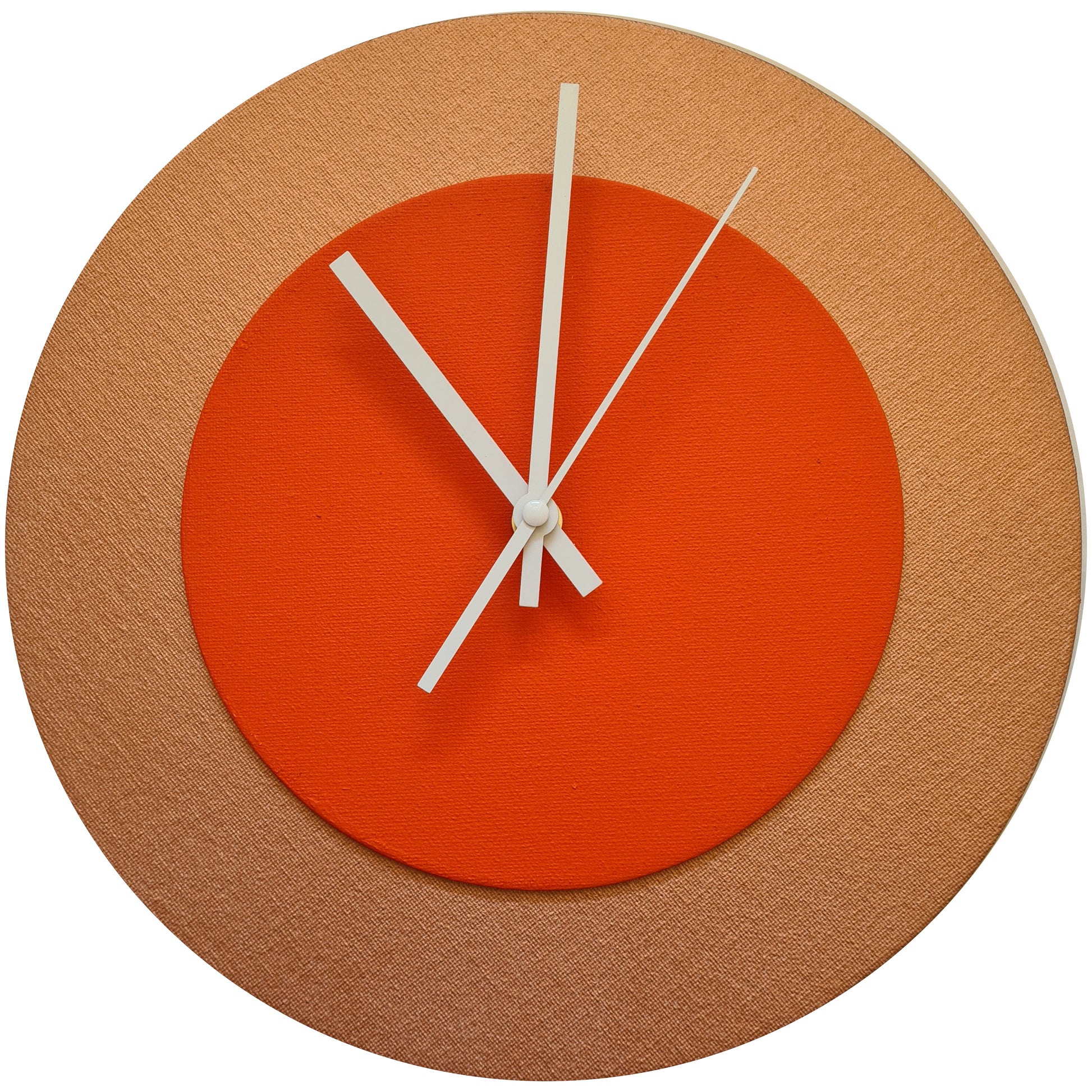 Pop Art Wanduhr Bronze  Orangefarben mit weißen Zeigern 30 cm rund
