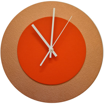 Pop Art Wanduhr Bronze  Orangefarben mit weißen Zeigern 30 cm rund