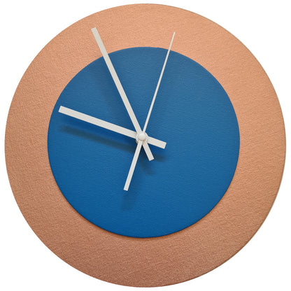 Pop Art Wanduhr Bronze  Mittelblau mit weißen Zeigern 30 cm rund
