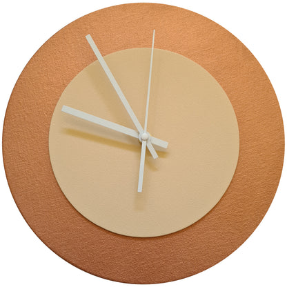 Pop Art Wanduhr Bronze  Cremefarben mit weißen Zeigern 30 cm rund